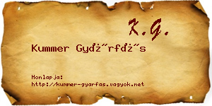 Kummer Gyárfás névjegykártya