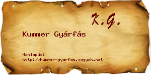 Kummer Gyárfás névjegykártya